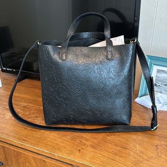 Portland Leather Black Embossed Tote - Picture 10 of 12